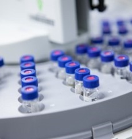 Rows of sample vials in machine